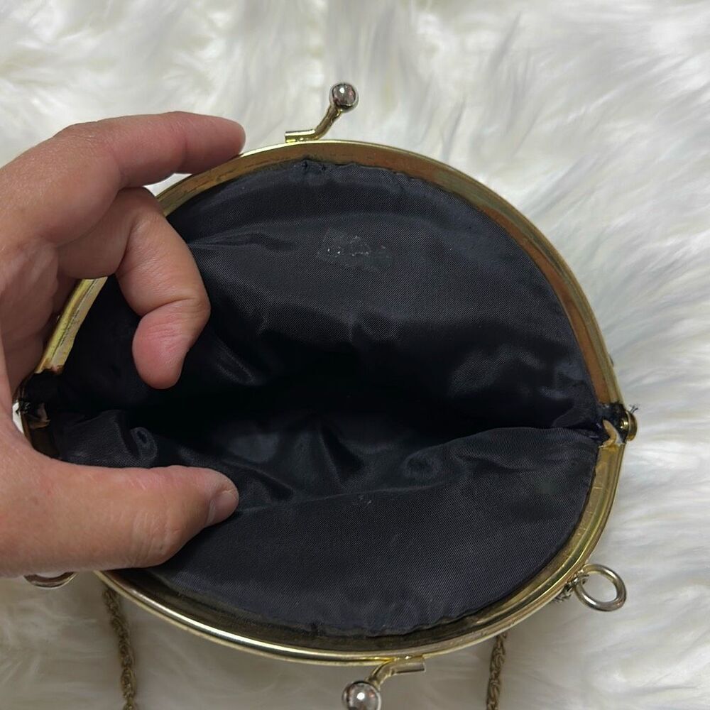 Vintage Black Fringe Sequin Purse Clutch Crossbody Evening Bag - Picture 7 of 11